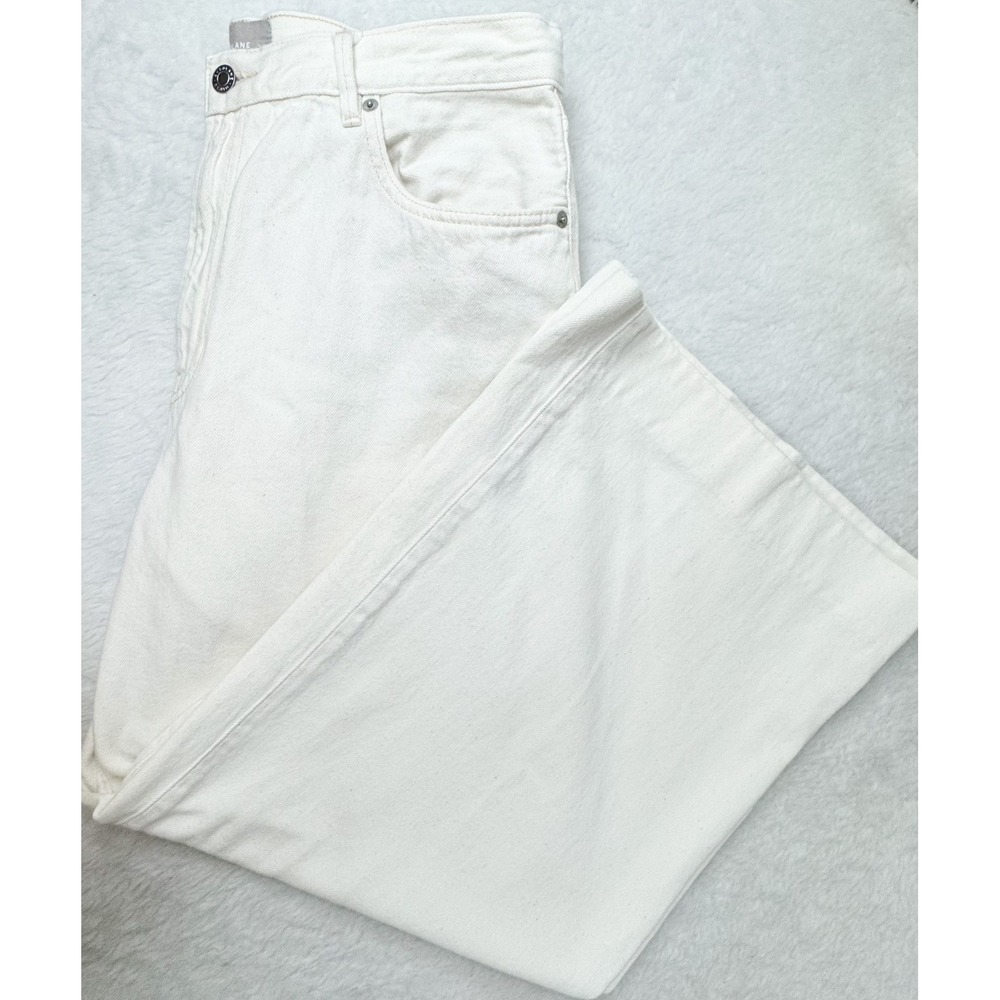 Everlane The Summer Wide Leg Jeans Women 32 Cream Ivory High Rise 100% Cotton
